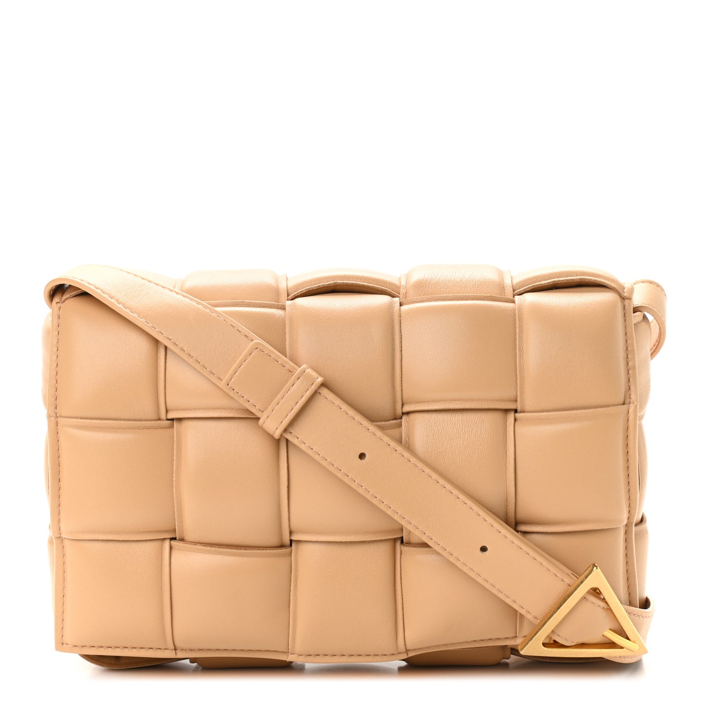 Nappa Maxi Intreccio Padded Cassette Crossbody Bag Almond