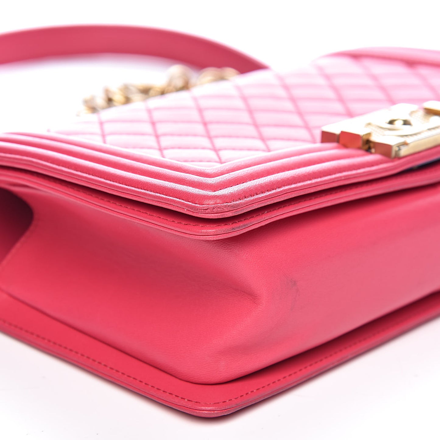 Lambskin Quilted Medium Boy Flap Dark Pink