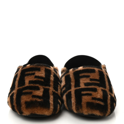 Fendi Shearling Nappa FF Slippers 38 Tobacco Black 2 of 8