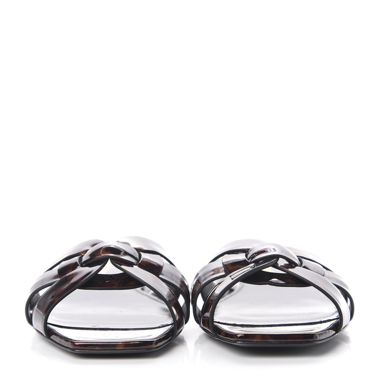 Saint Laurent Patent Calfskin Nu Pied 05 Slide Sandals 36 Tortoise 2 of 8