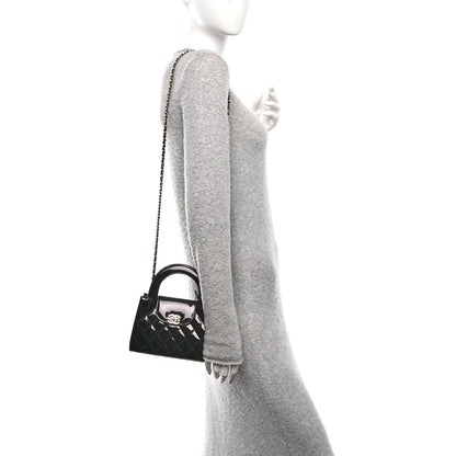 Chanel Mirror Calfskin Quilted Nano Kelly Shopper Black 2 of 11