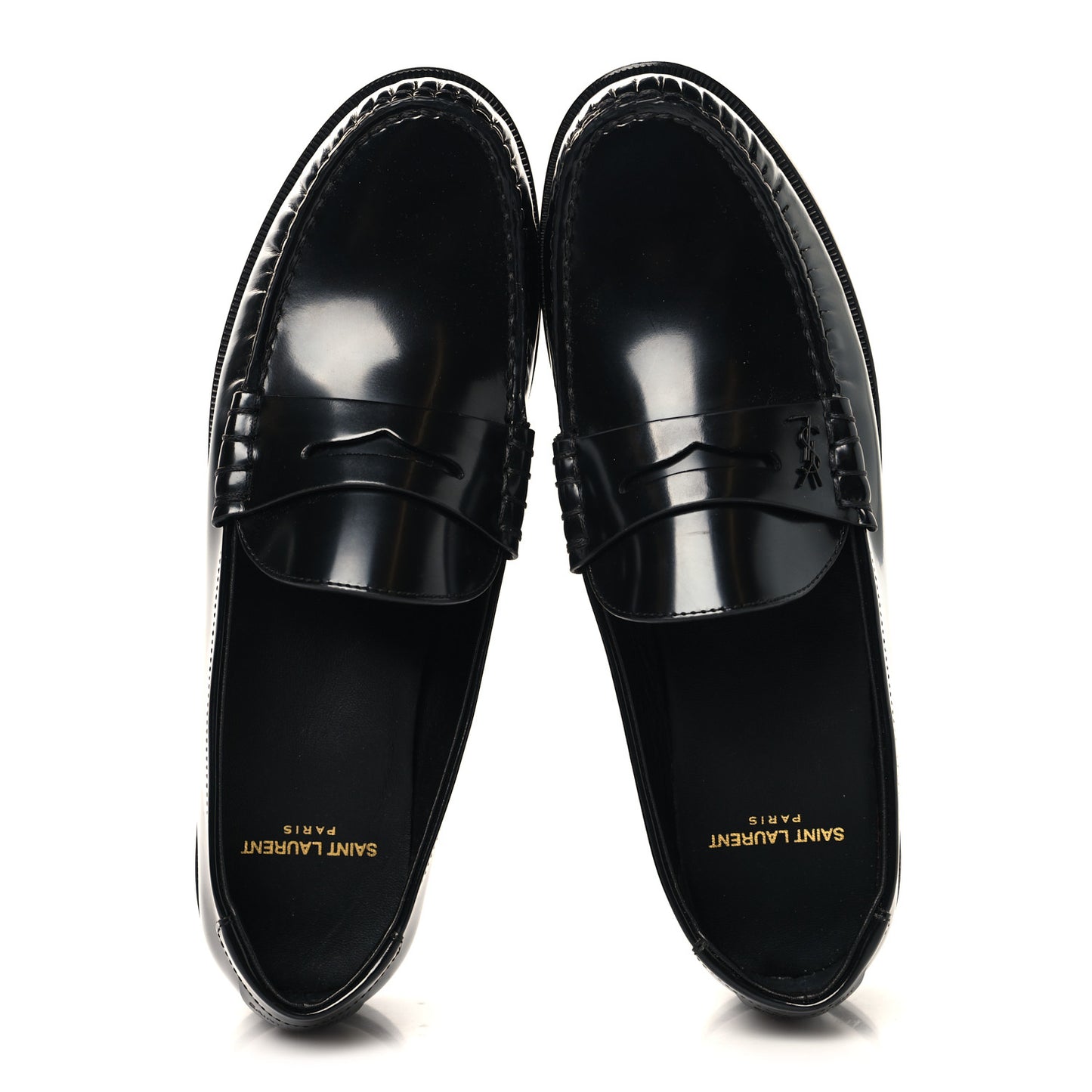 Glazed Calfskin Le Loafer 15 Penny Slippers 40 Black