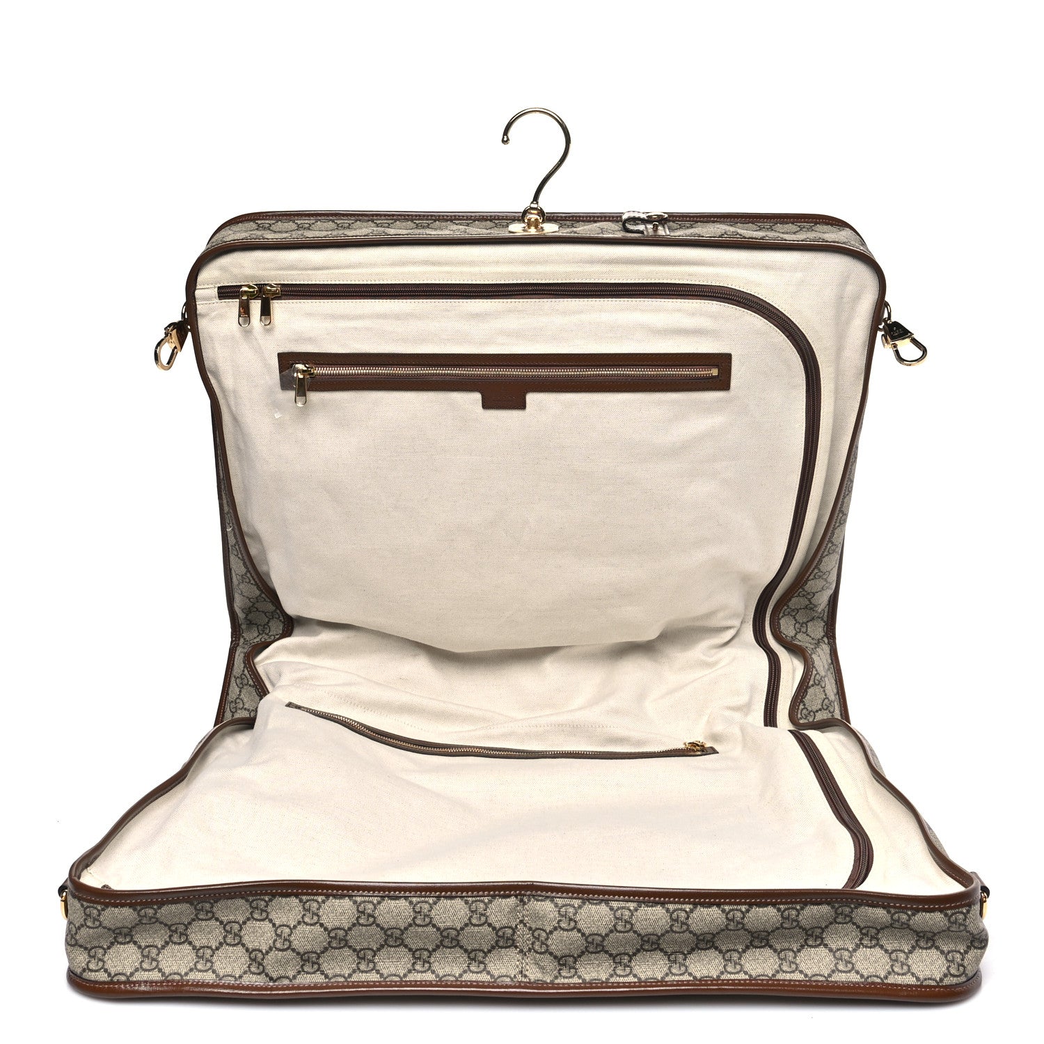 Gucci GG Supreme Monogram Azalea Calfskin Retro Interlocking G Garment Bag Beige Ebony Brown Sugar 4 of 9