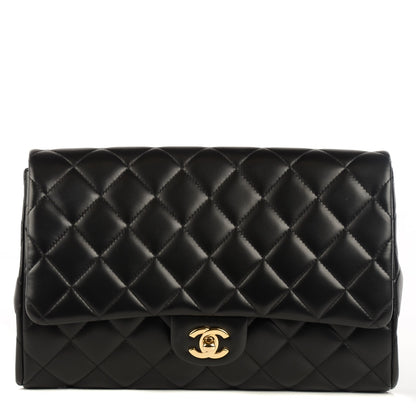 Chanel Lambskin Quilted Clutch With Chain Flap Black 1 of 9