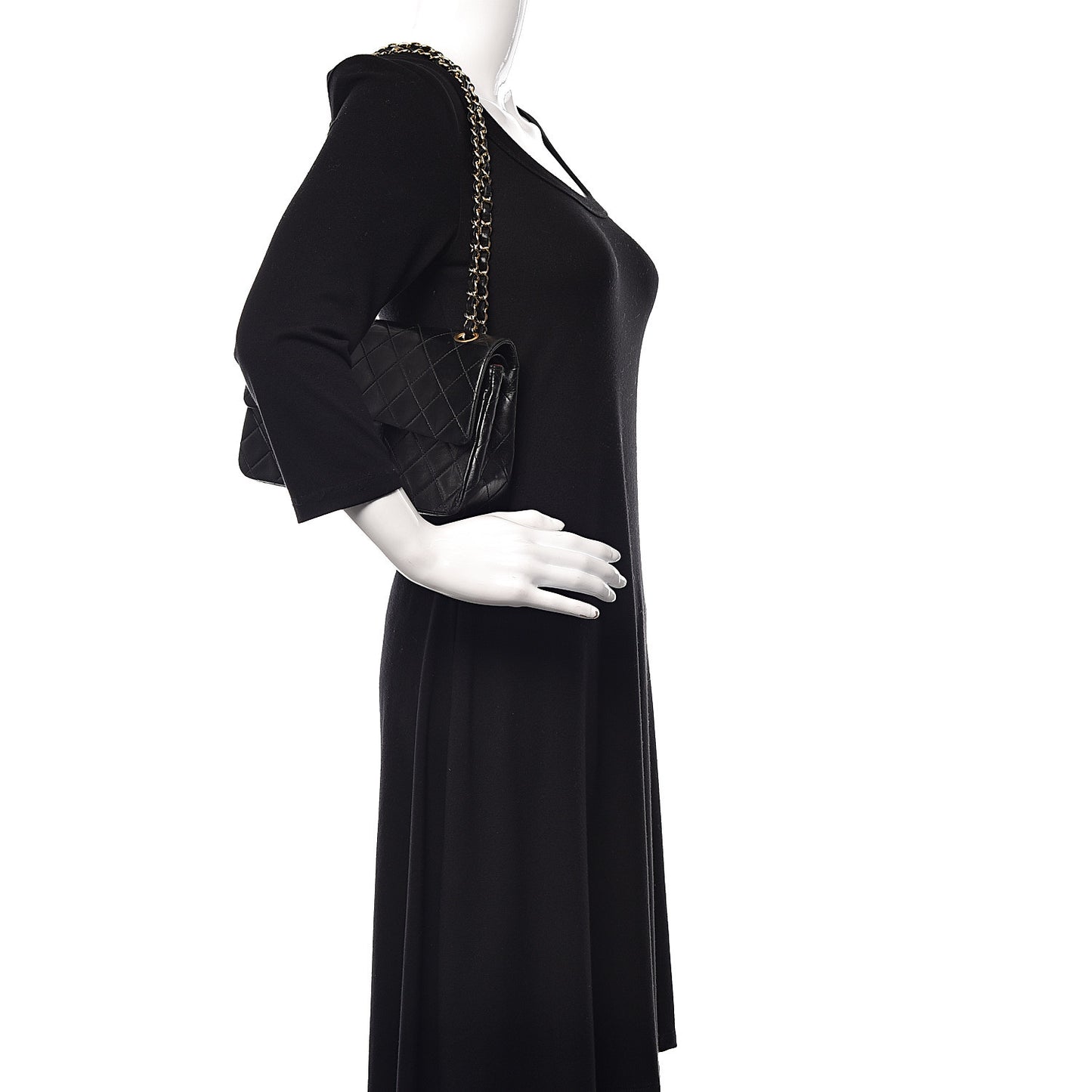 Lambskin Quilted Small Double Flap Black