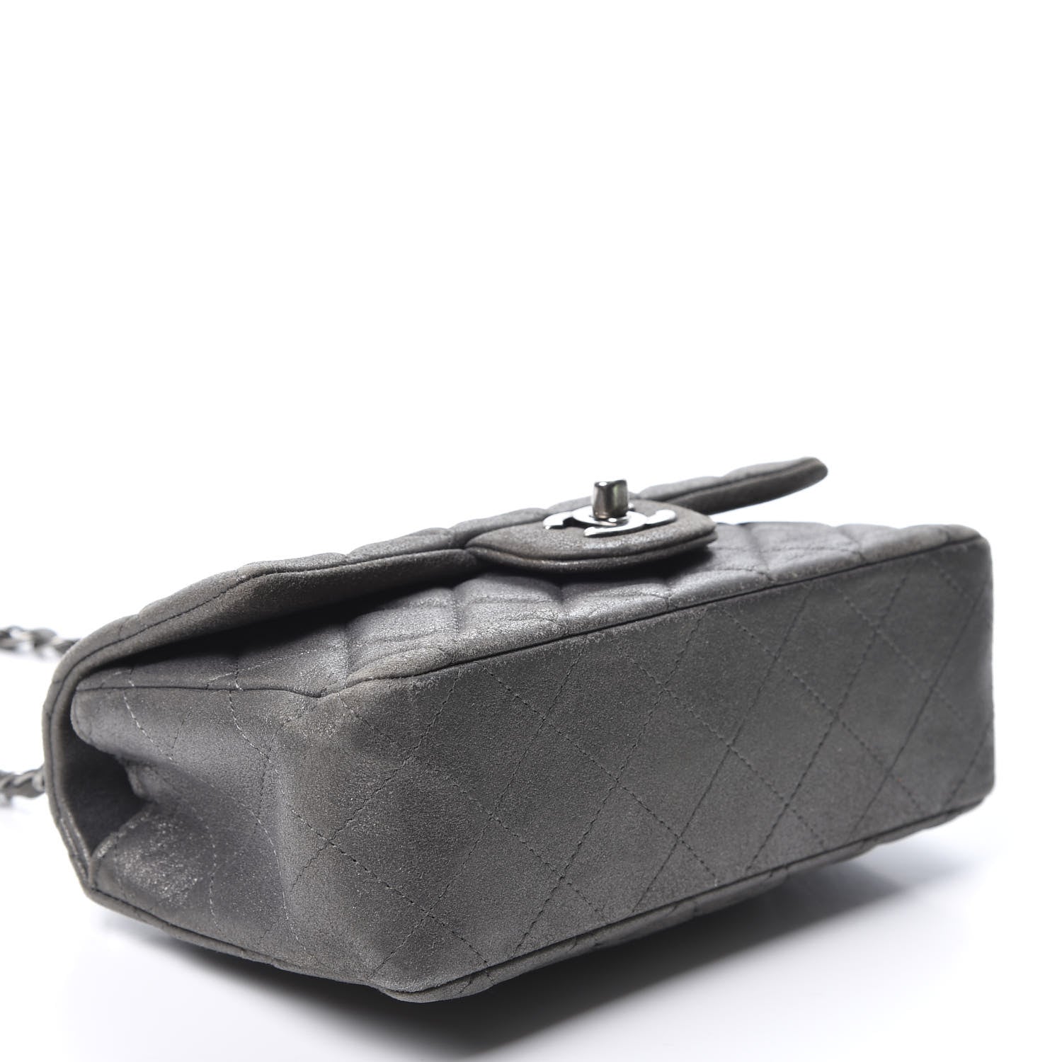 Chanel Iridescent Calfskin Quilted Mini Rectangular Flap Charcoal Grey 3 of 9