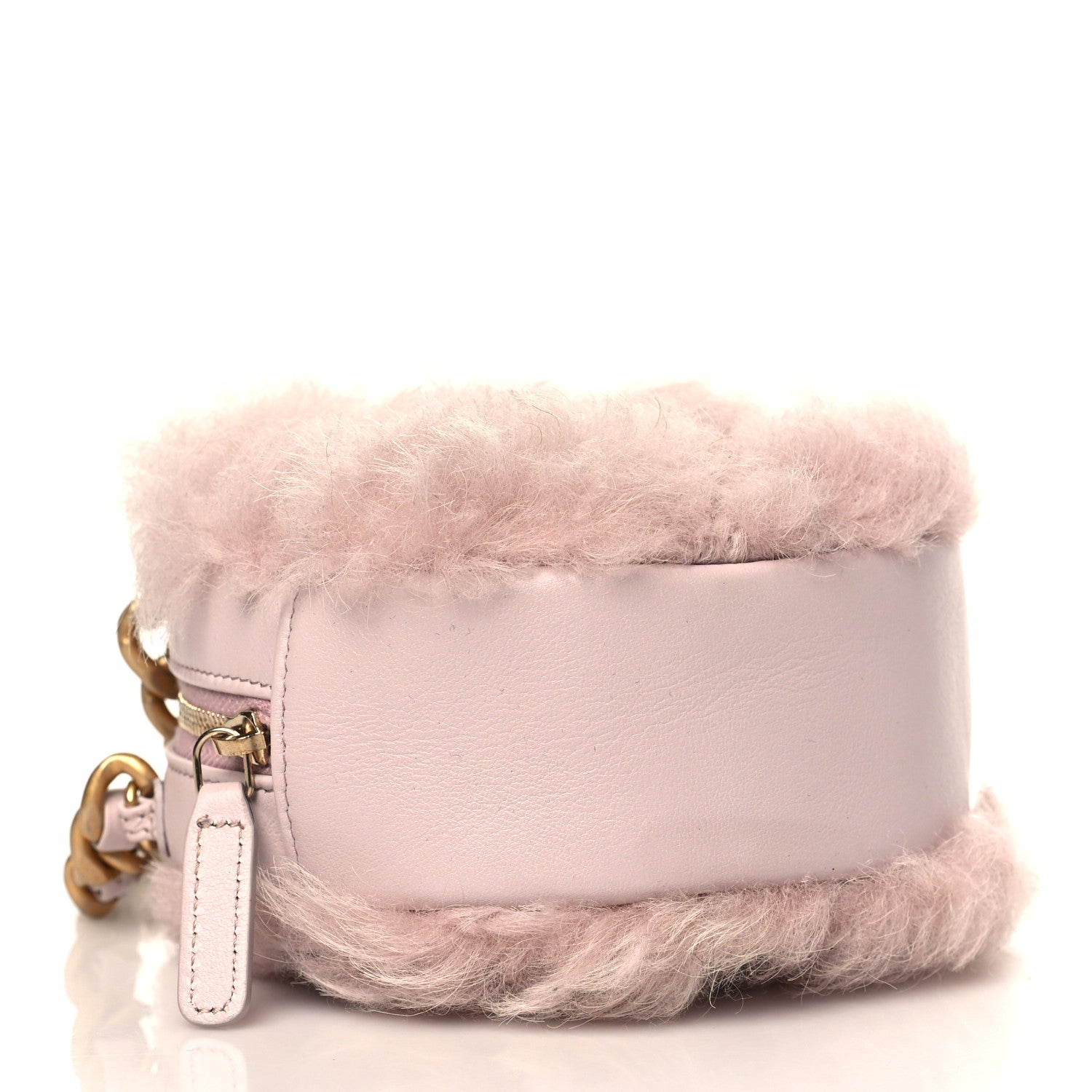 Chanel Shearling Sheepskin Chanel 19 Round Clutch With Chain Light Pink 4 of 8