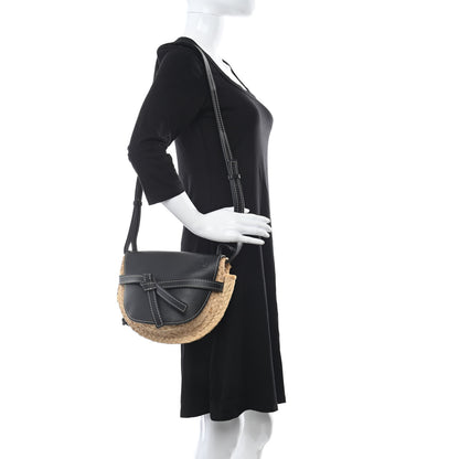 Loewe Calfskin Raffia Gate Crossbody Bag Natural Black 2 of 11
