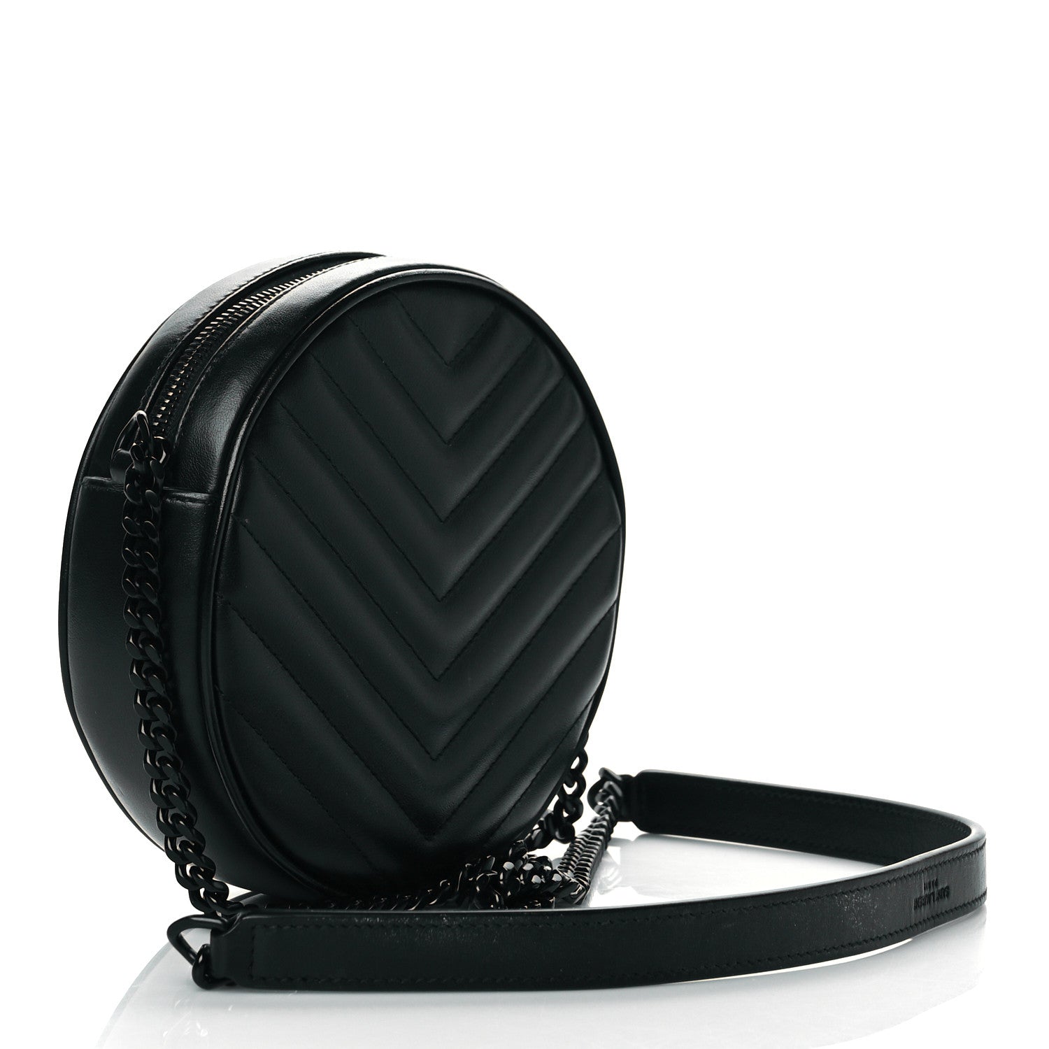 Saint Laurent Calfskin Matelasse Chevron Round Vinyle Camera Bag Black 3 of 10