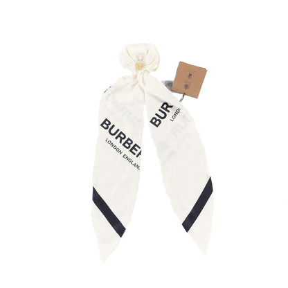 Burberry Silk Logo Print Foulard Chignon Black White 3 of 3