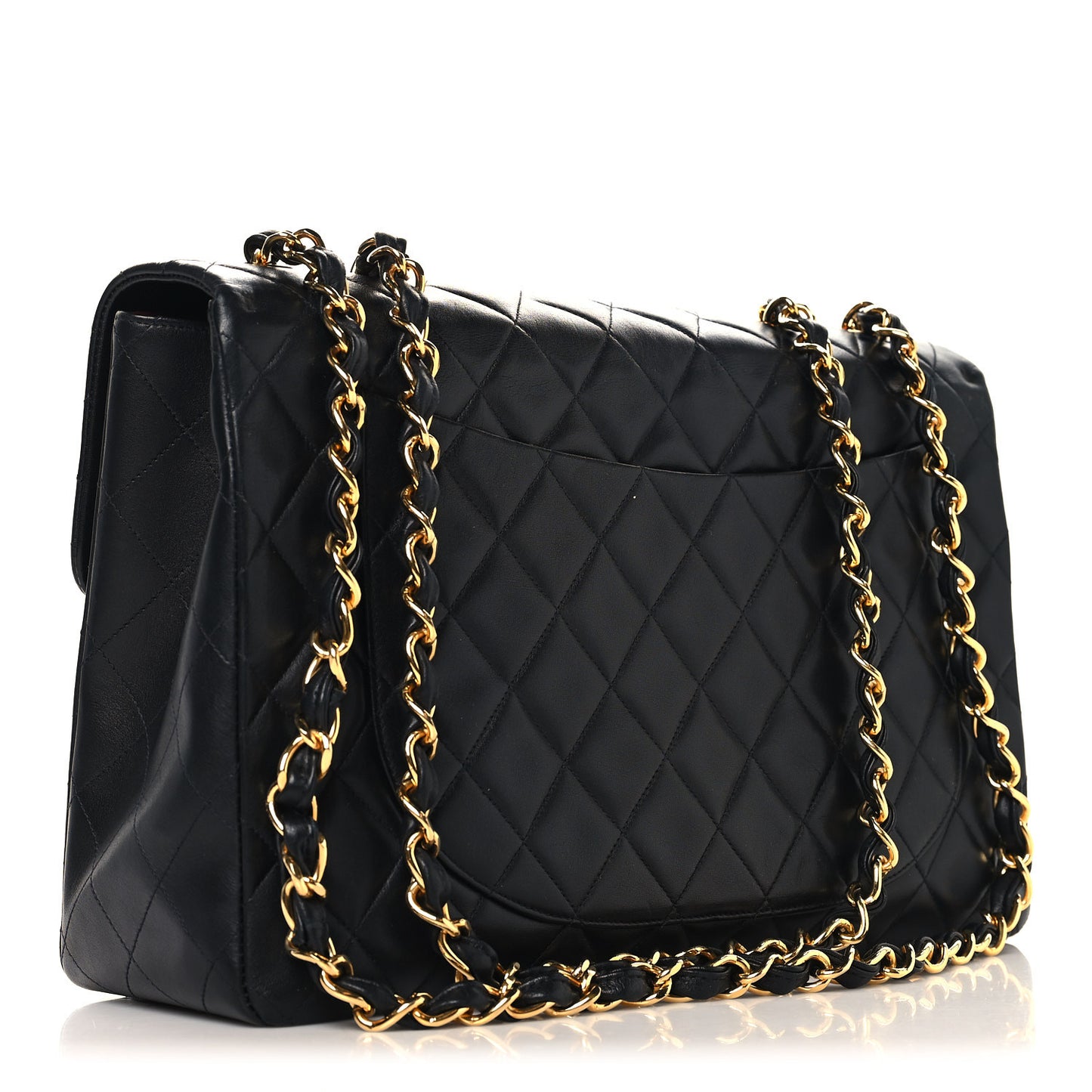 Lambskin Quilted XL Jumbo Single Flap Black