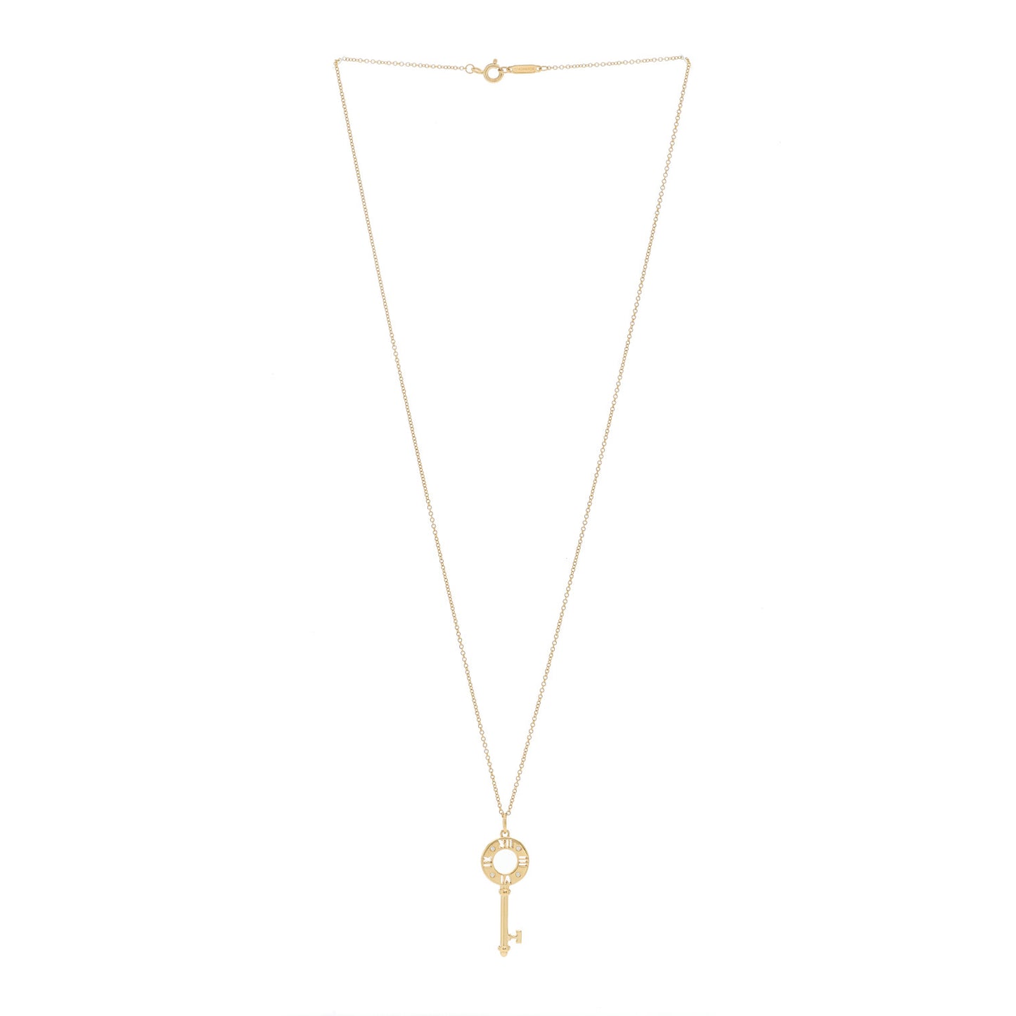18K Yellow Gold Diamond Atlas Pierced Key Pendant Necklace