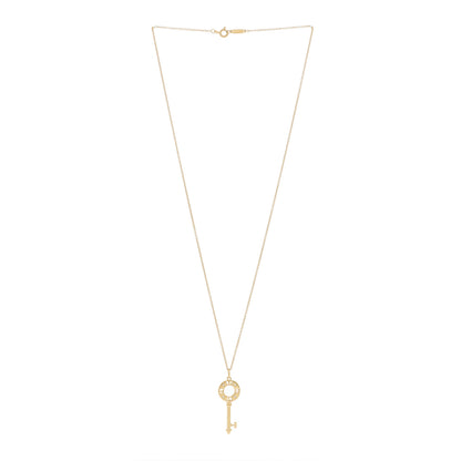 Tiffany 18K Yellow Gold Diamond Atlas Pierced Key Pendant Necklace 2 of 6