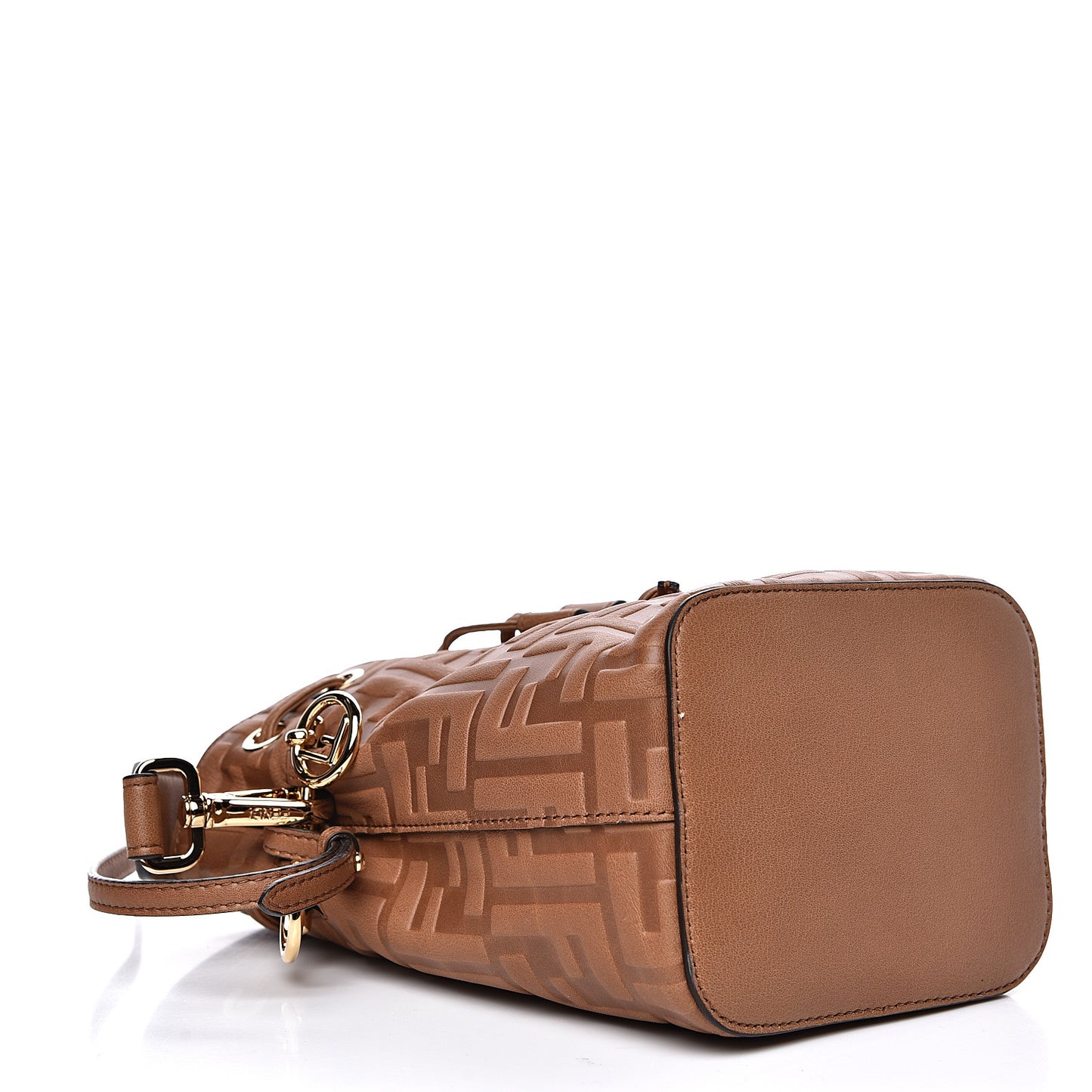 Vitello Cristallo Nature F is Fendi FF 1974 Embossed Mini Mon Tresor Bucket Bag Cuoio