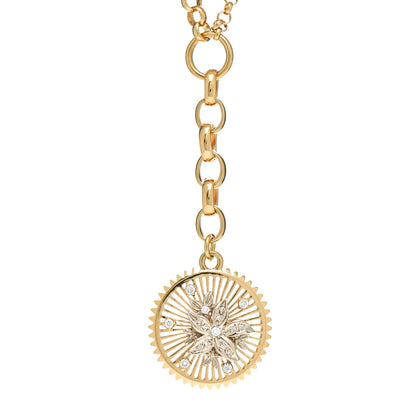 Foundrae 18K Yellow Gold Diamond Medium Resilience Medallion Belcher Chain Necklace 4 of 6