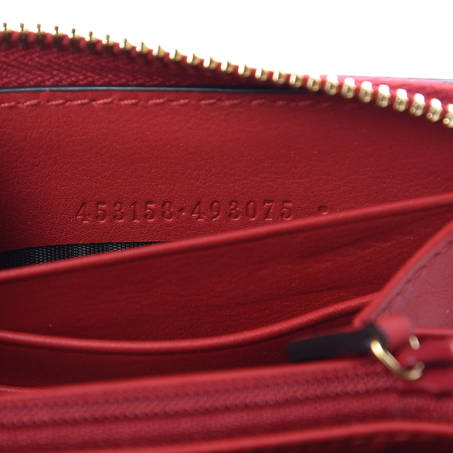 Gucci Calfskin Bamboo Round Zip Long Wallet Red 7 of 8