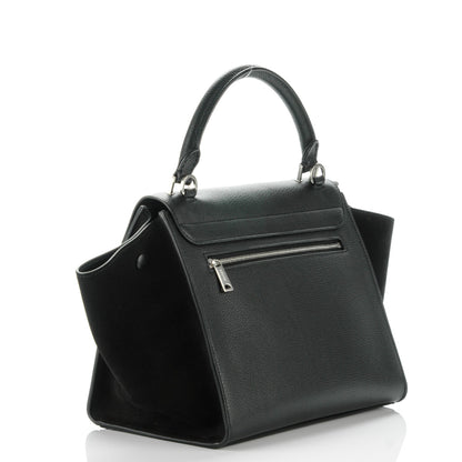 Celine Drummed Calfskin Suede Small Trapeze Black 4 of 8