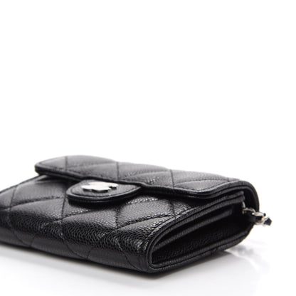 Chanel Caviar Quilted Flap Card Holder On Chain Black 7 of 12