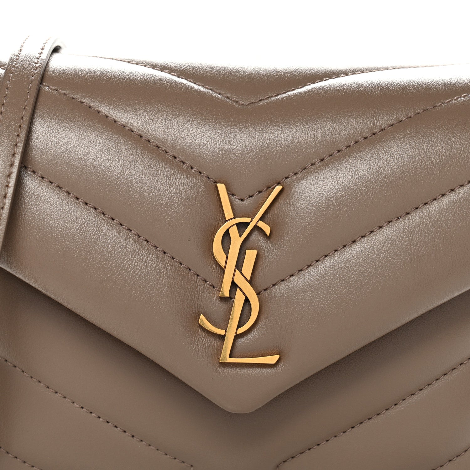 Saint Laurent Calfskin Y Quilted Monogram Toy Loulou Crossbody Bag Taupe 9 of 12
