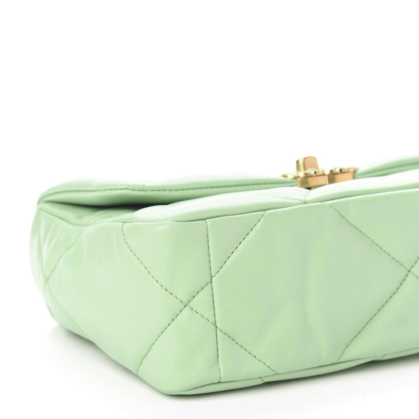 Goatskin Quilted Medium 19 Flap Light Green