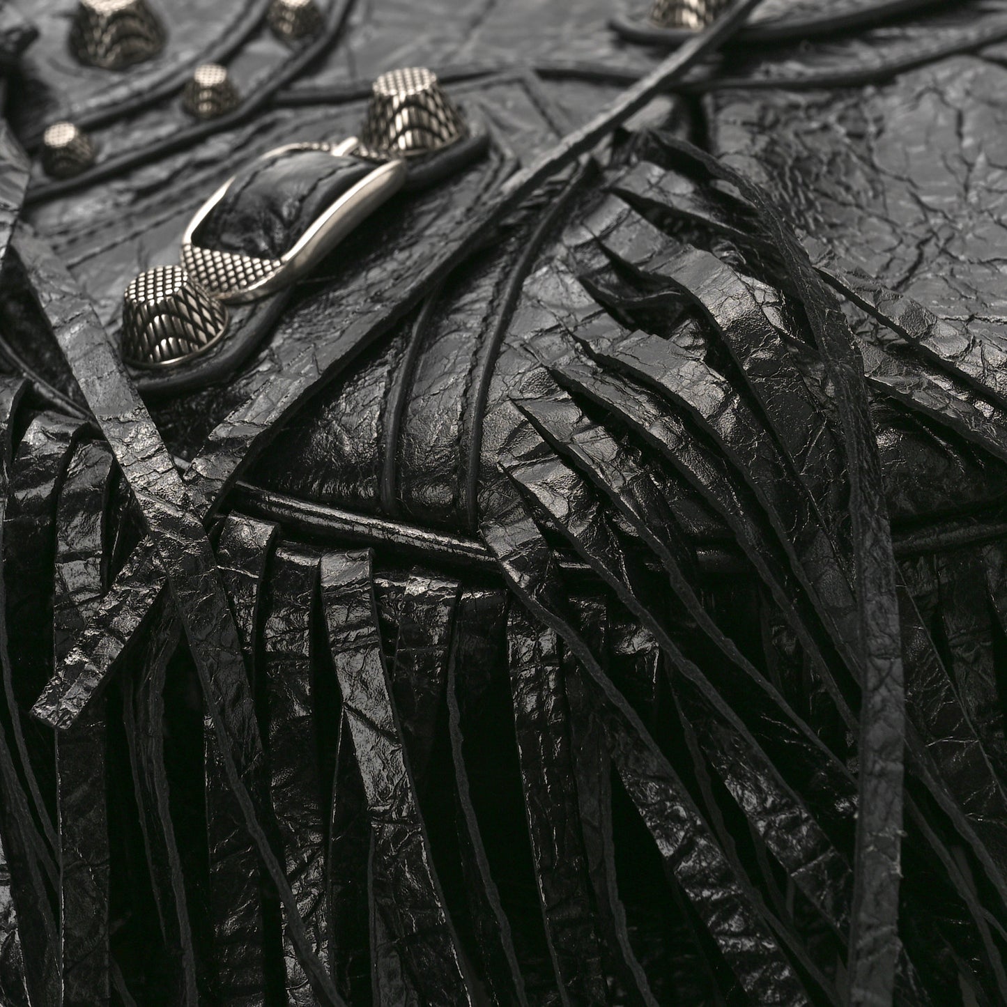 Agneau Arena Le Cagole Fringe Shoulder Bag XS Black