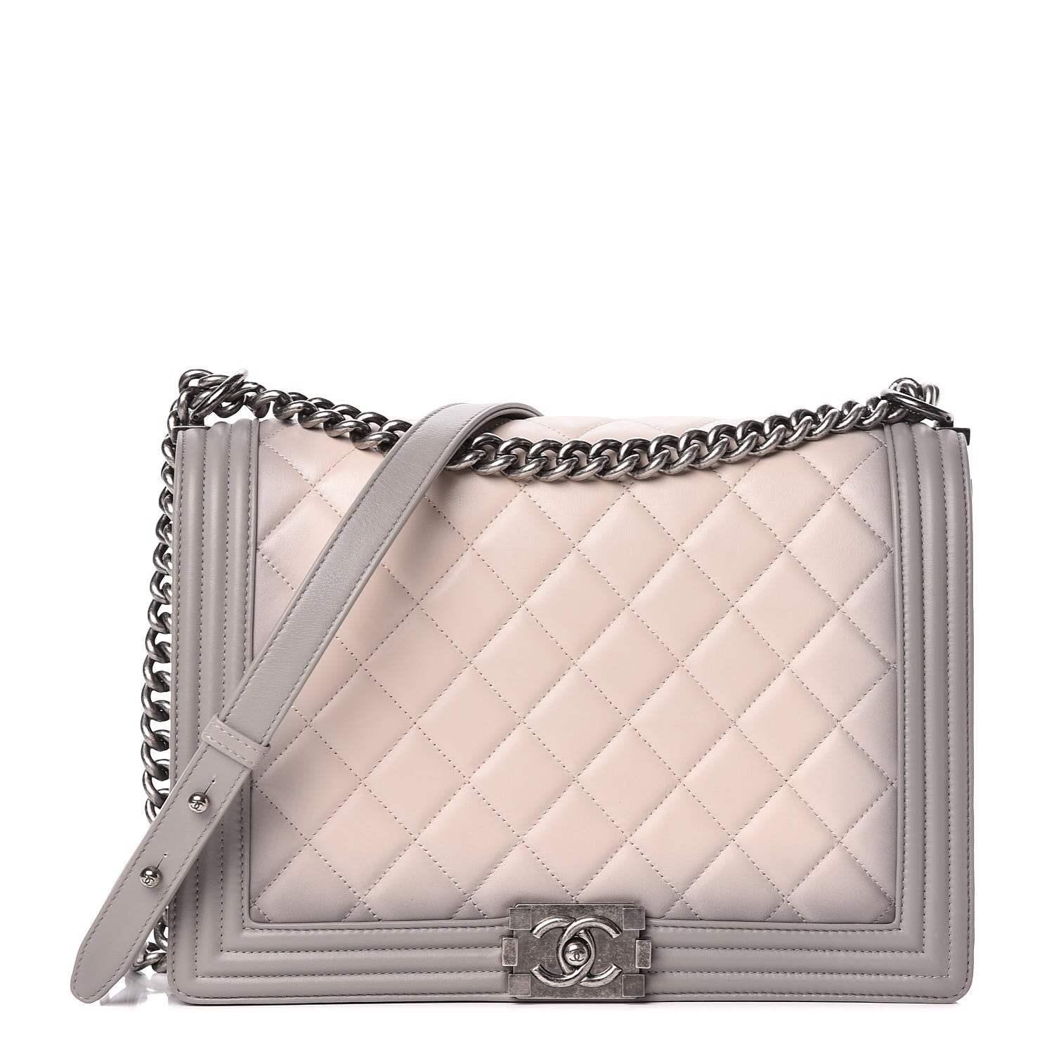 Chanel Calfskin Ombre Quilted Large Boy Flap Grey Beige 1 of 10