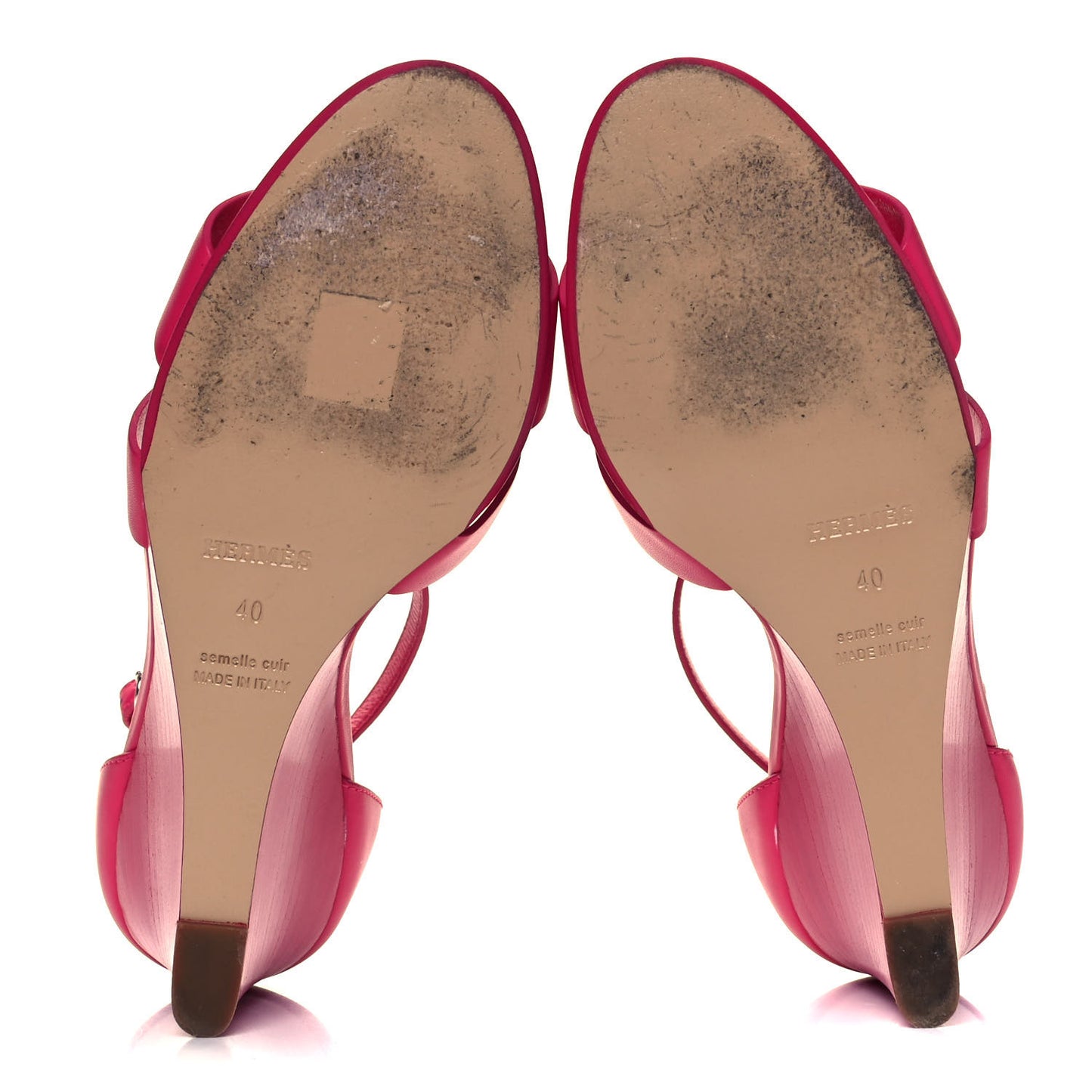 Calfskin Legend Wedge Sandals 40 Pink