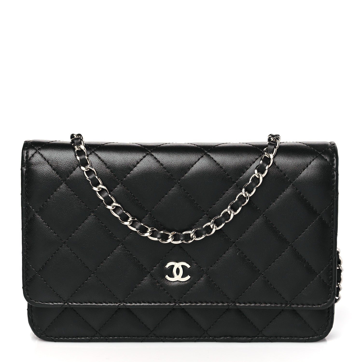 Chanel Lambskin Quilted Wallet On Chain WOC Black 1 of 12