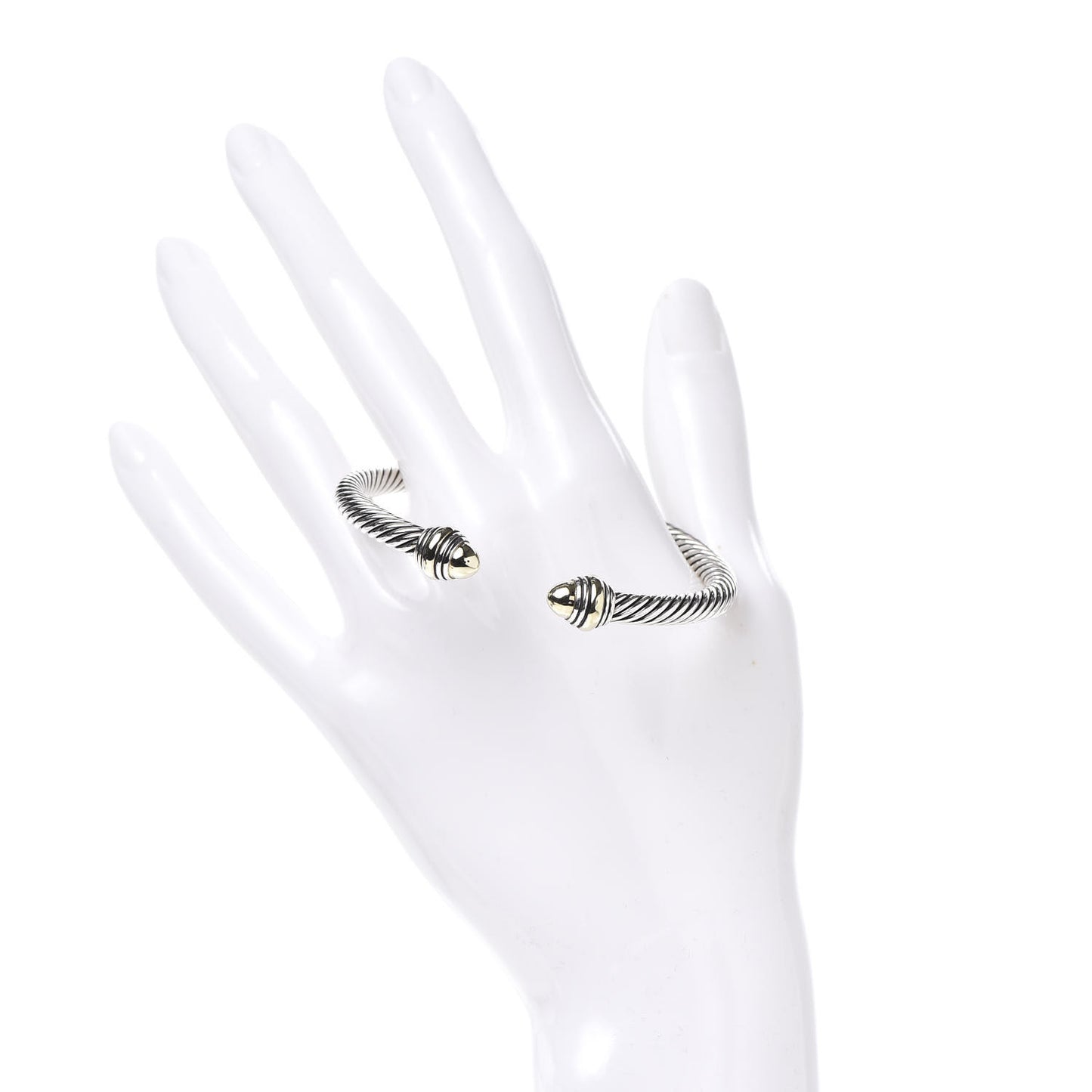 Sterling Silver 14K Yellow Gold 5mm Cable Classics Dome Bracelet