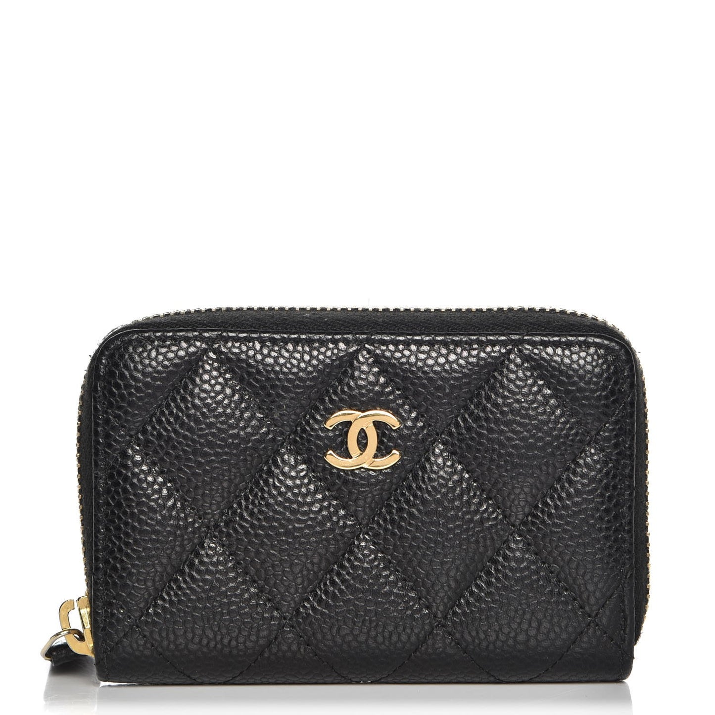 Caviar Quilted Zip Coin Purse Black