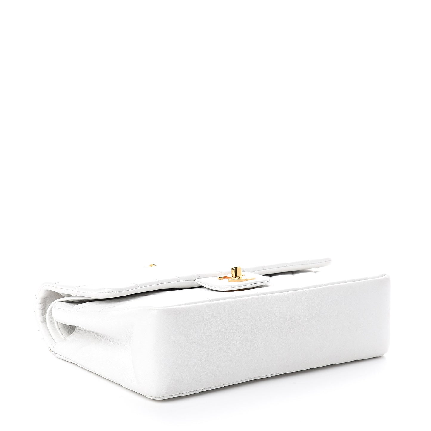 Calfskin Chevron Quilted Medium Double Flap White