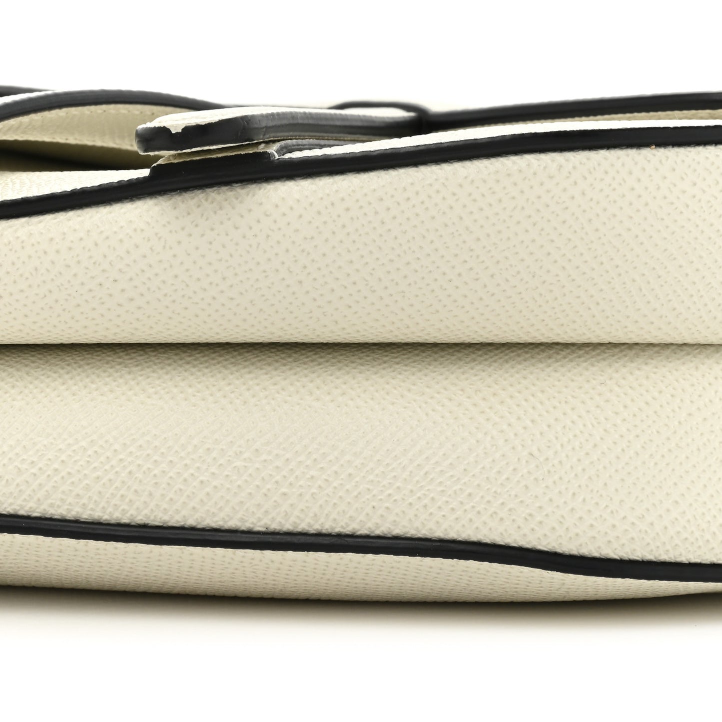 Grained Calfskin Saddle Bag White