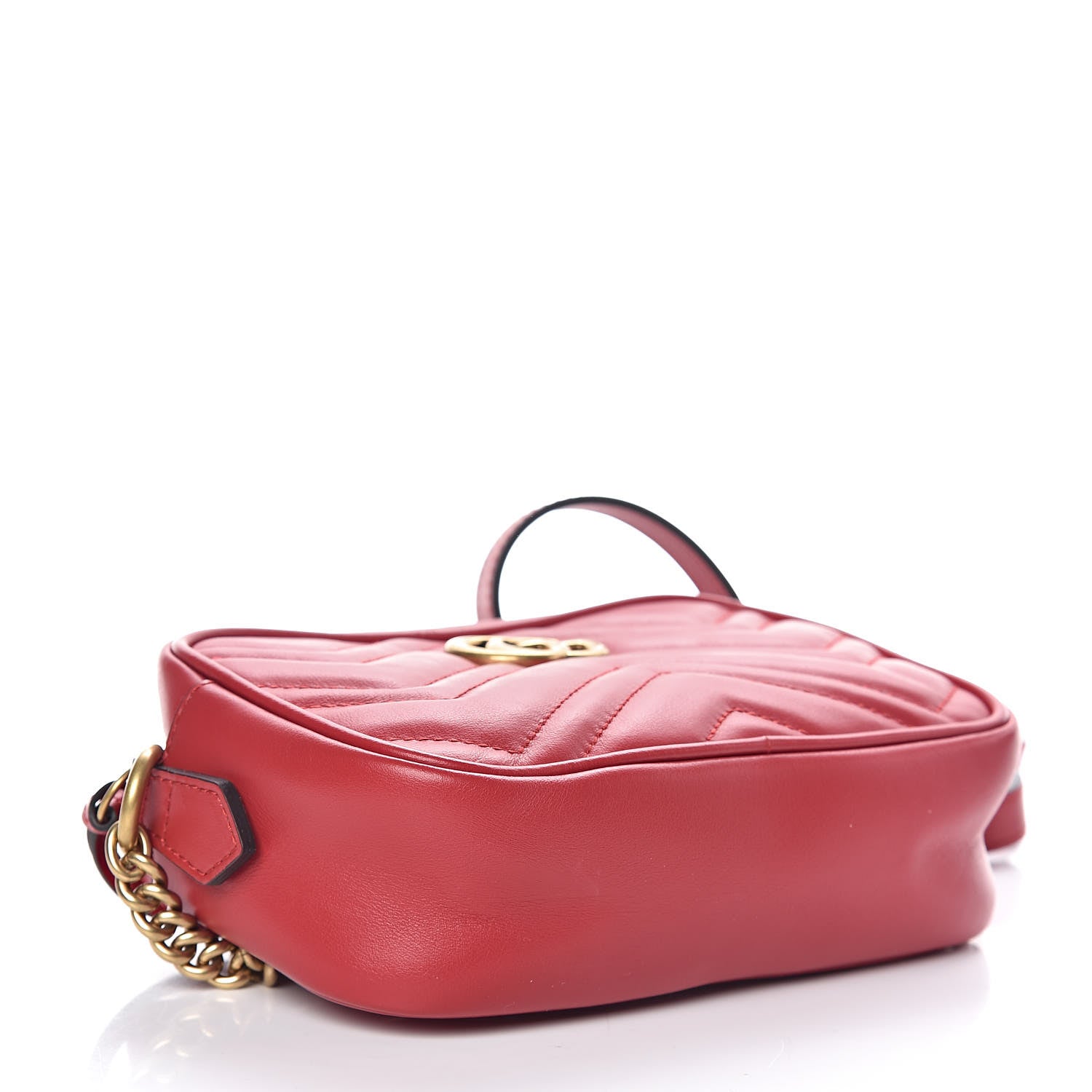 Gucci Calfskin Matelasse Mini GG Marmont Chain Shoulder Bag Hibiscus Red 4 of 10