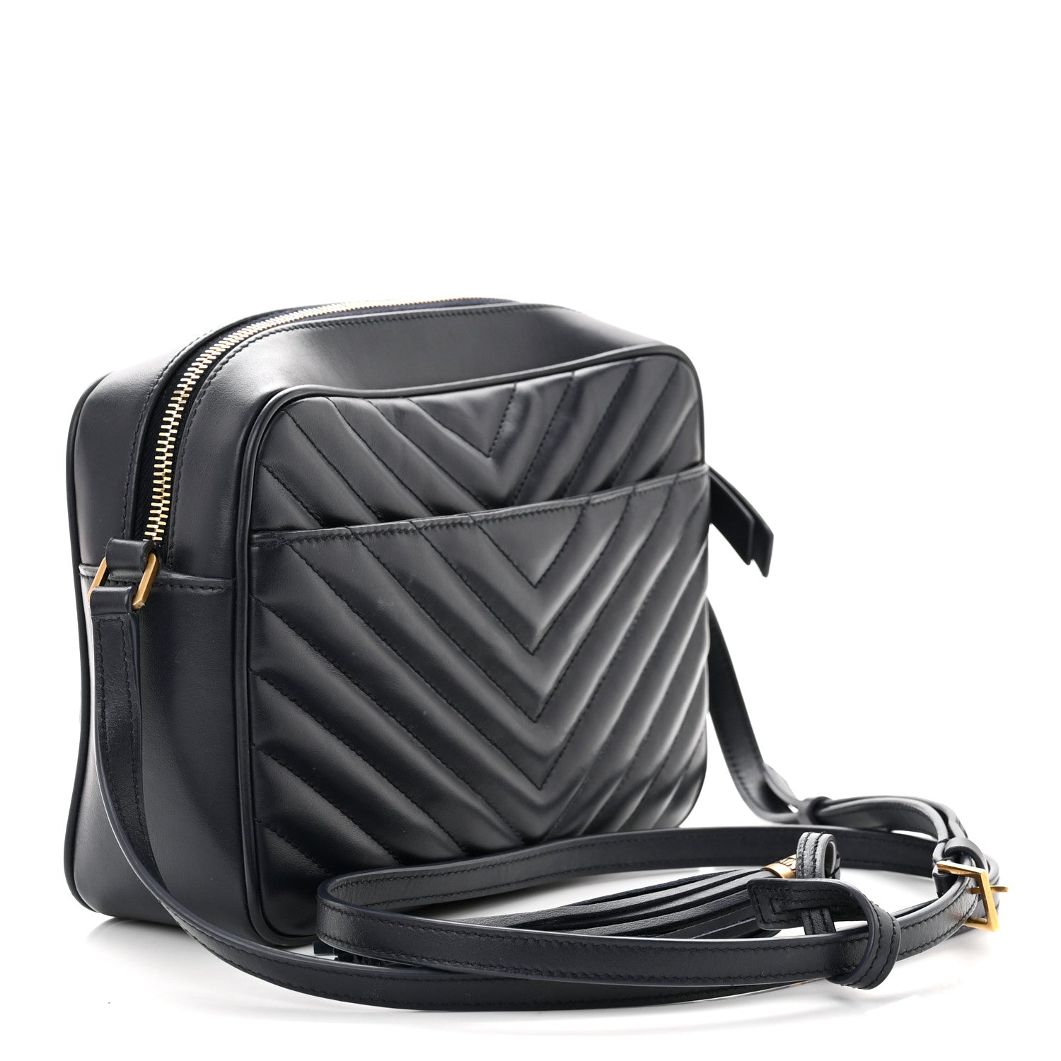Saint Laurent Calfskin Matelasse Monogram Lou Camera Bag Deep Marine 3 of 12
