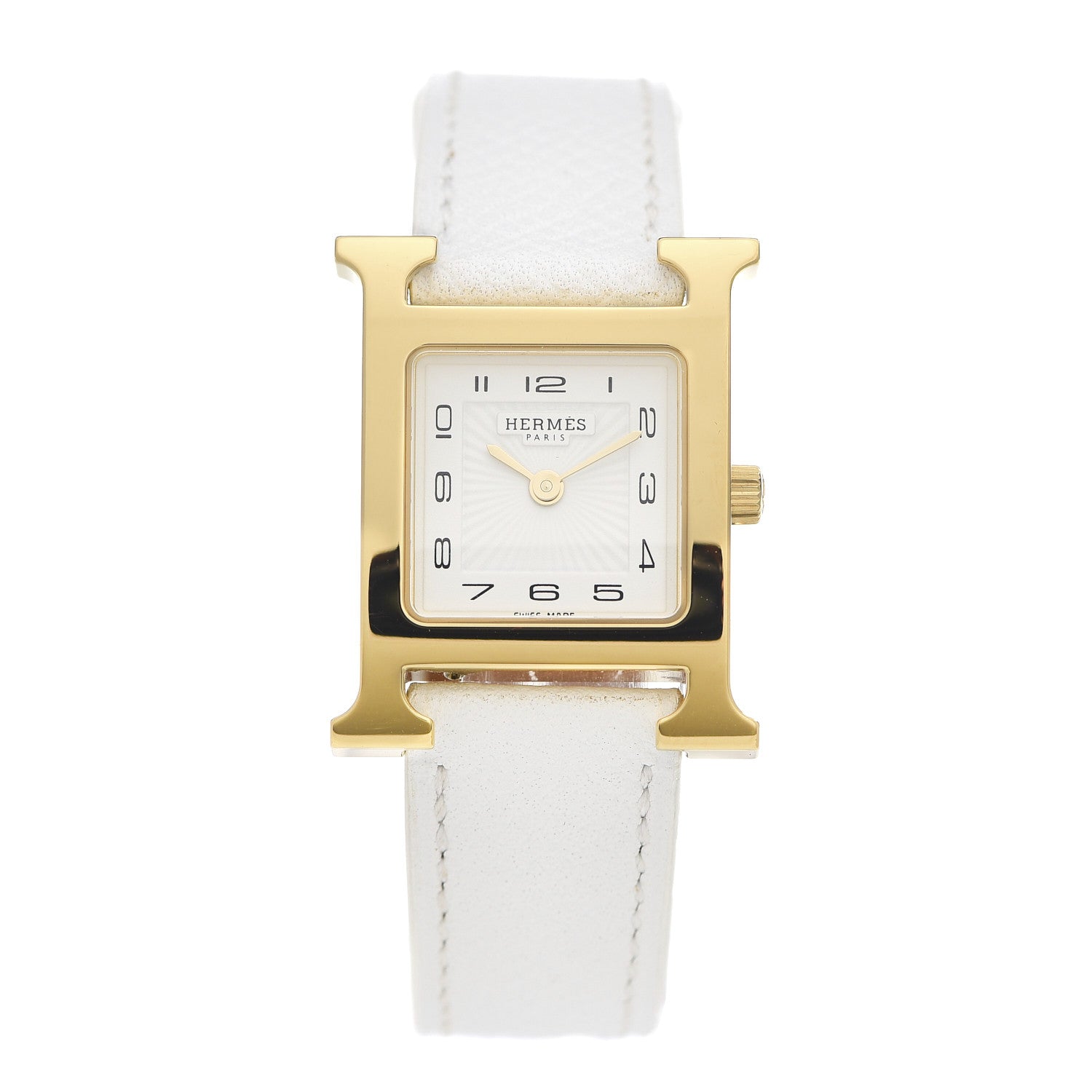 Hermes Stainless Steel Epsom 21mm Heure H Hour Quartz Watch Blanc 1 of 5
