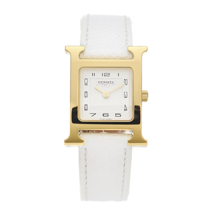 Hermes Stainless Steel Epsom 21mm Heure H Hour Quartz Watch Blanc 1 of 5