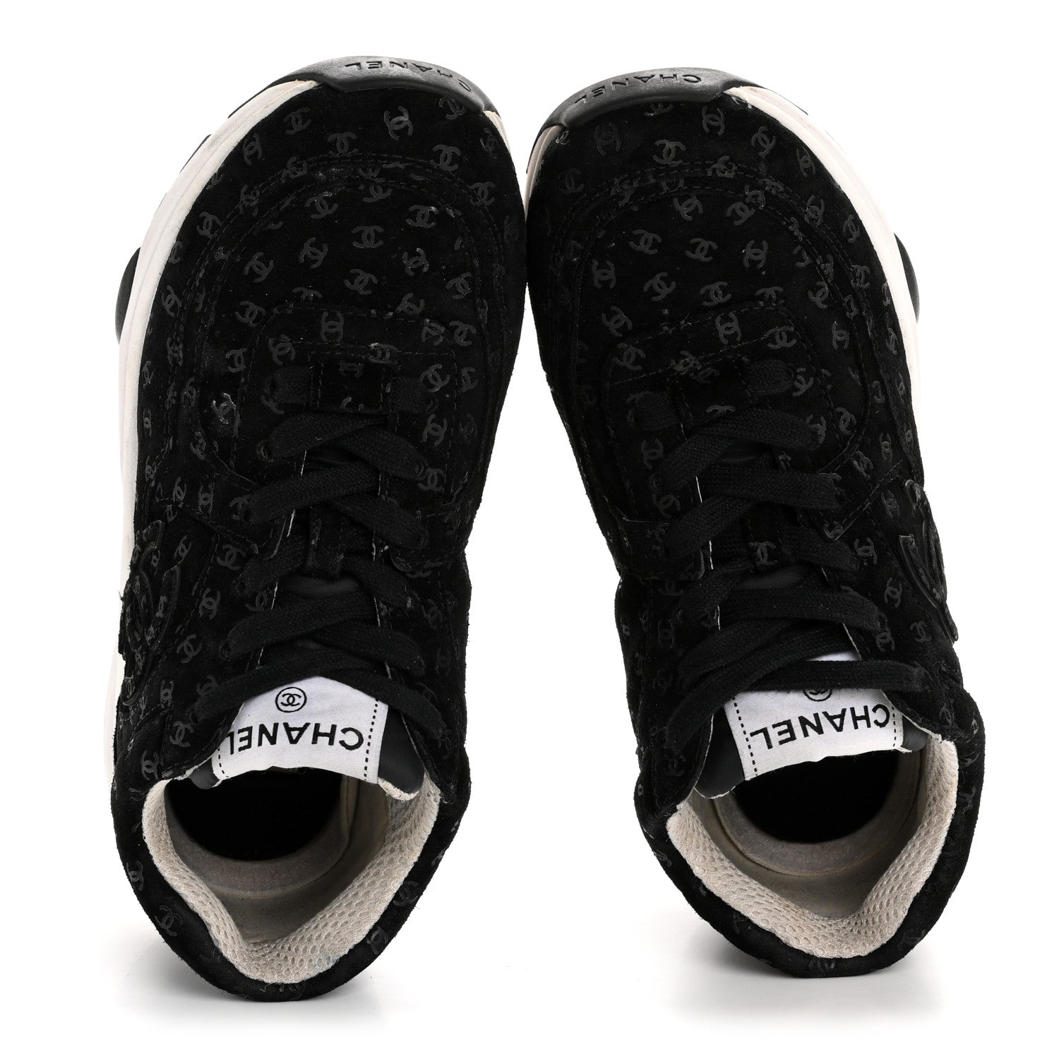 Chanel Suede Calfskin Printed CC Sneakers 35 Black 2 of 10