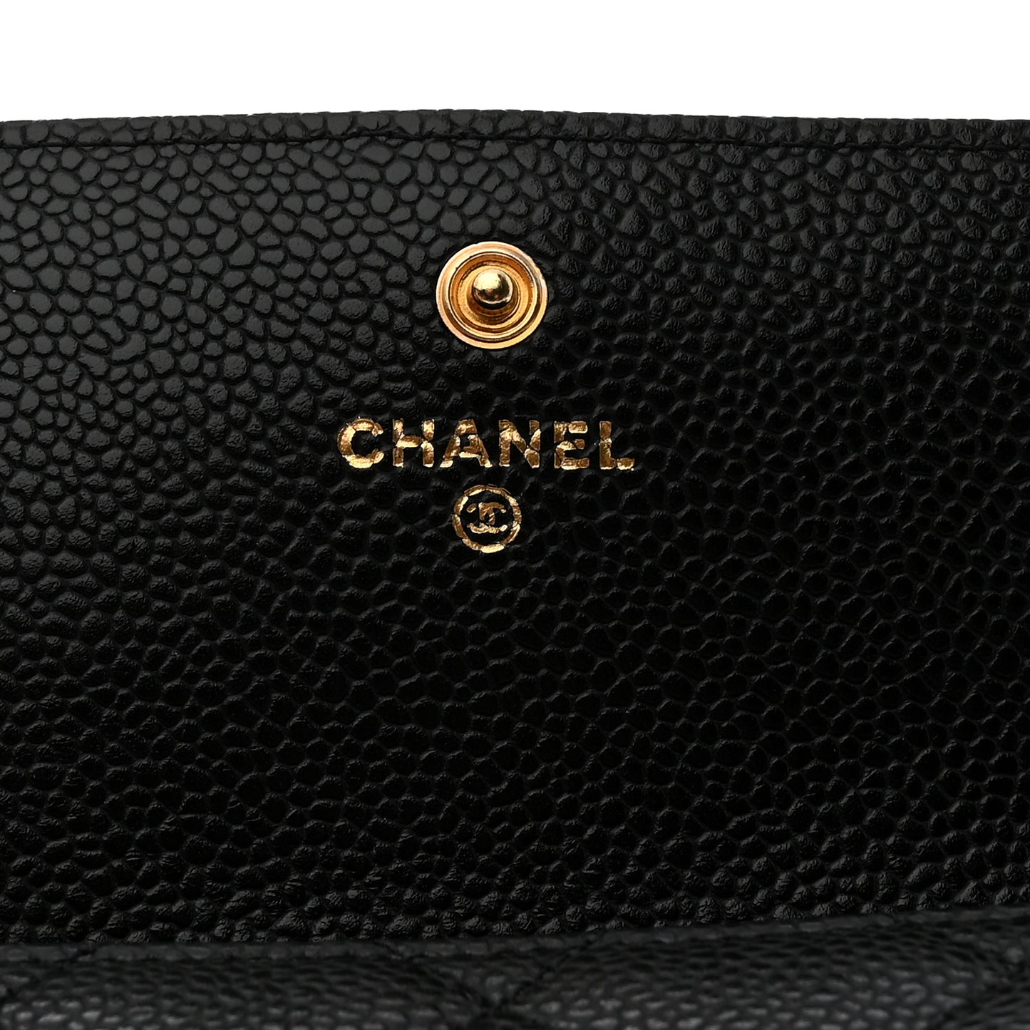 Caviar Quilted Large Gusset Flap Wallet Black
