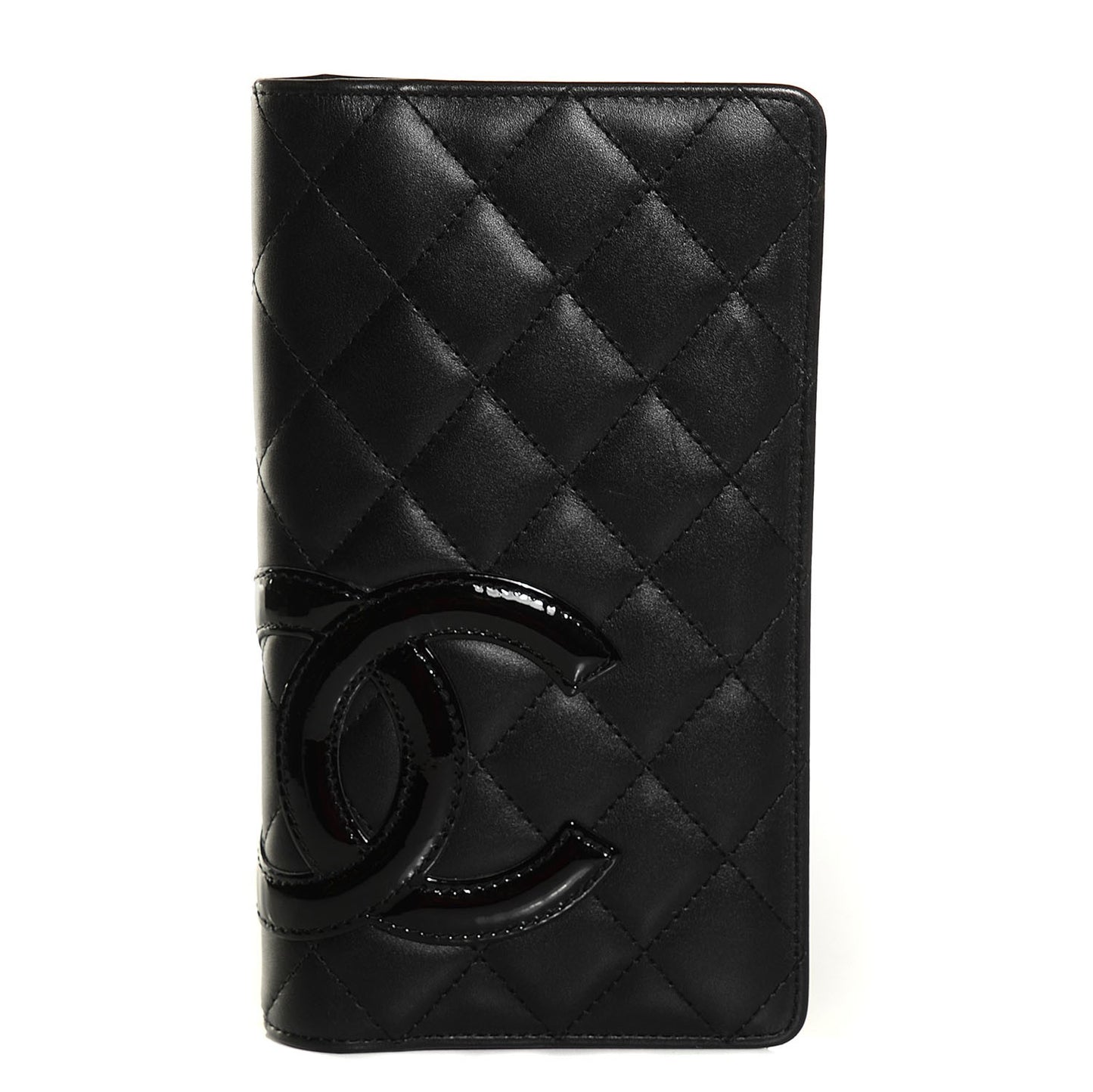 Calfskin Quilted Cambon Yen Wallet Black