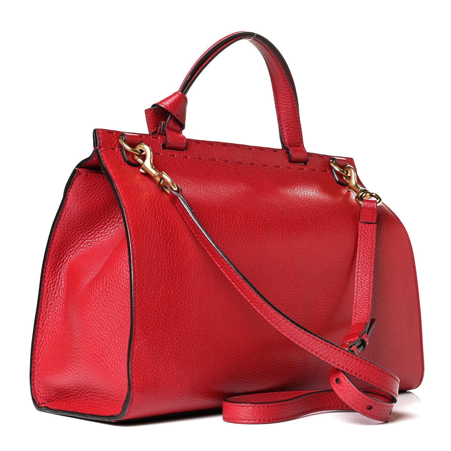 Gucci Calfskin Small GG Marmont Top Handle Bag Vulcanic Red 3 of 7