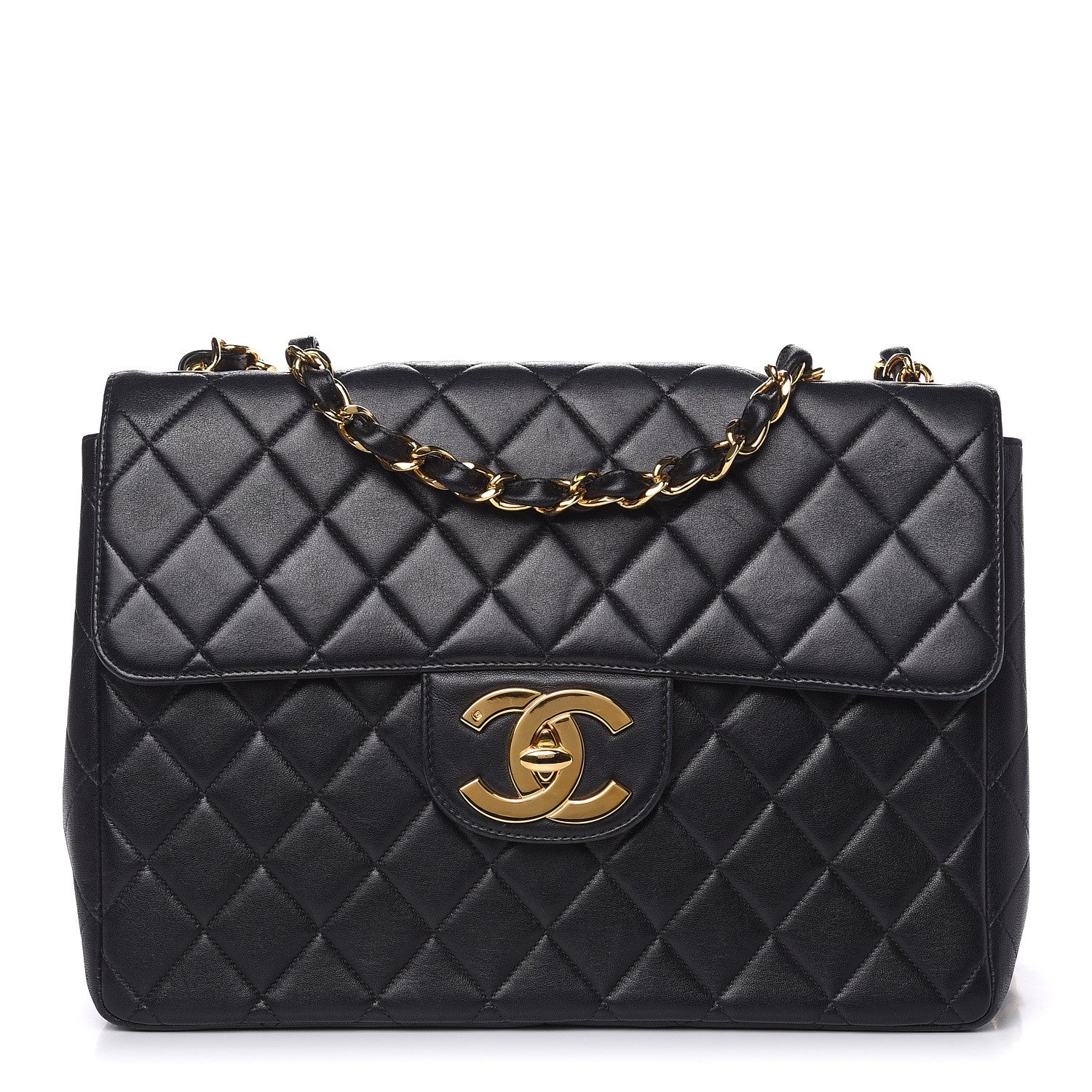 Chanel Lambskin Quilted XL Jumbo Single Flap Black 1 of 18