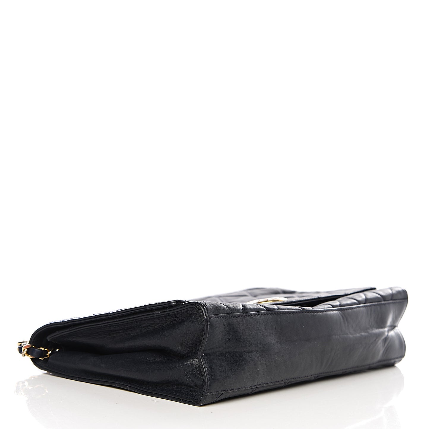 Lambskin Quilted Medium Single Flap Navy