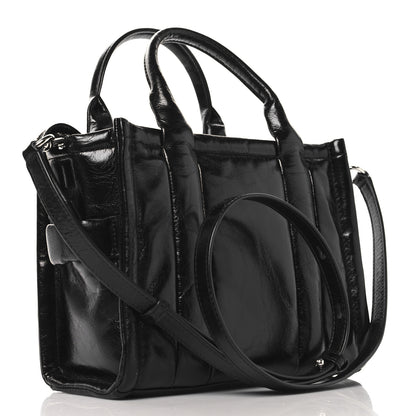 Marc Jacobs Shiny Crinkled Calfskin Small The Tote Bag Black 3 of 10