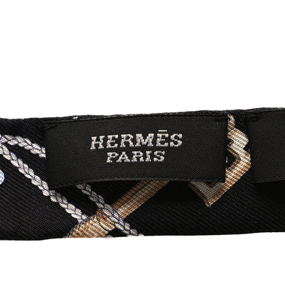 Hermes Silk Les Cles A Pois Doll Twilly Black Beige Rose 3 of 4