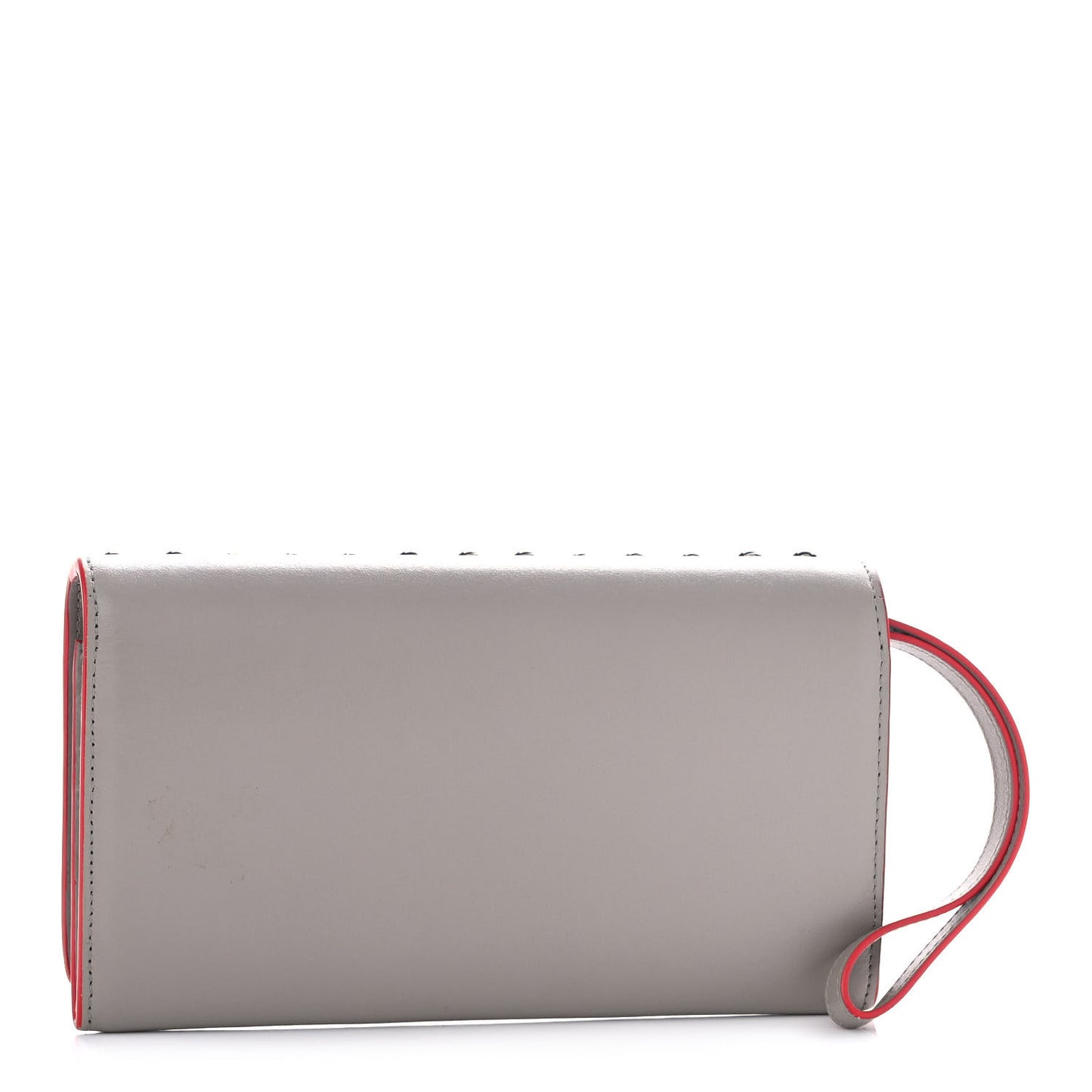 Calfskin Macaron Studded Flap Wallet Grey