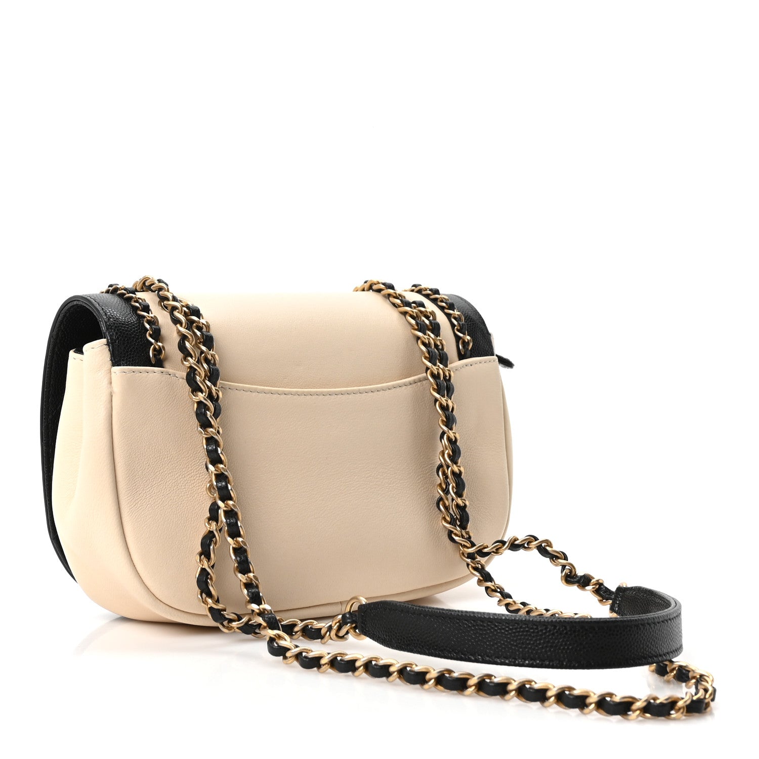 Chanel Lambskin Caviar Lovely Chains Flap Shoulder Bag Ivory Black 3 of 10