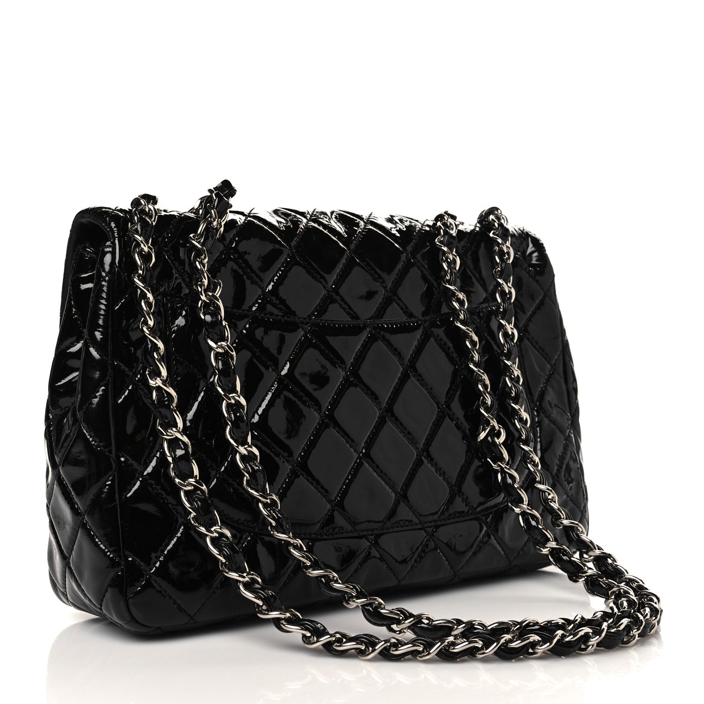 Patent Quilted Jumbo Single Flap Black