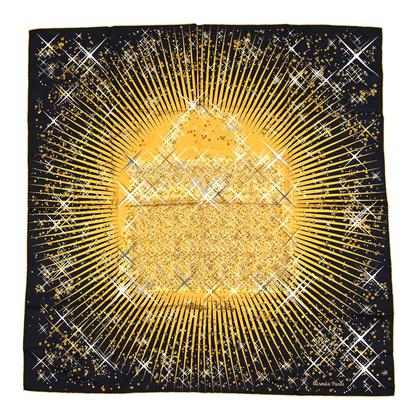 Silk Magic Kelly Scarf 90 Noir Viel Blanc