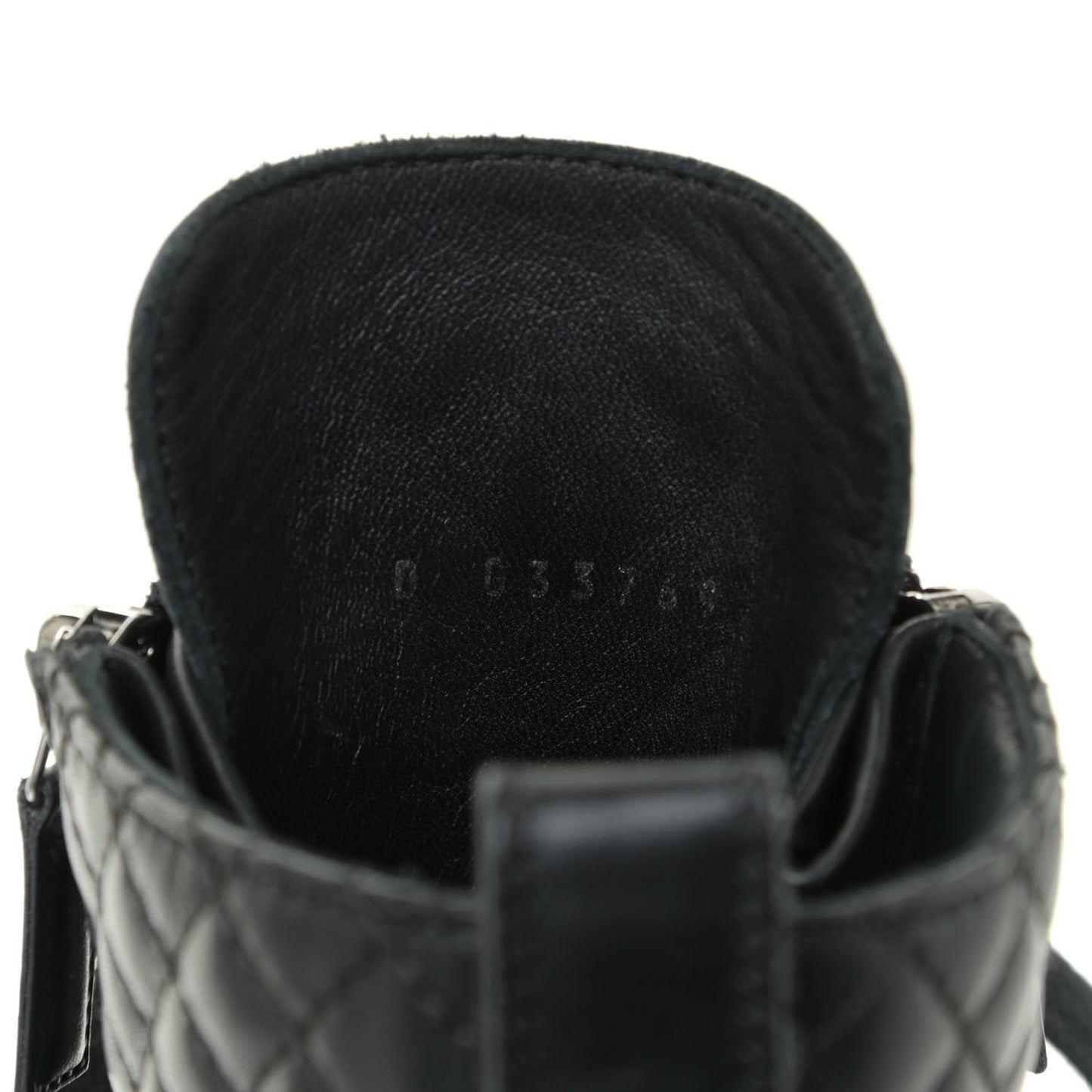 Calfskin Quilted Lace Up Combat Boots 37 Black