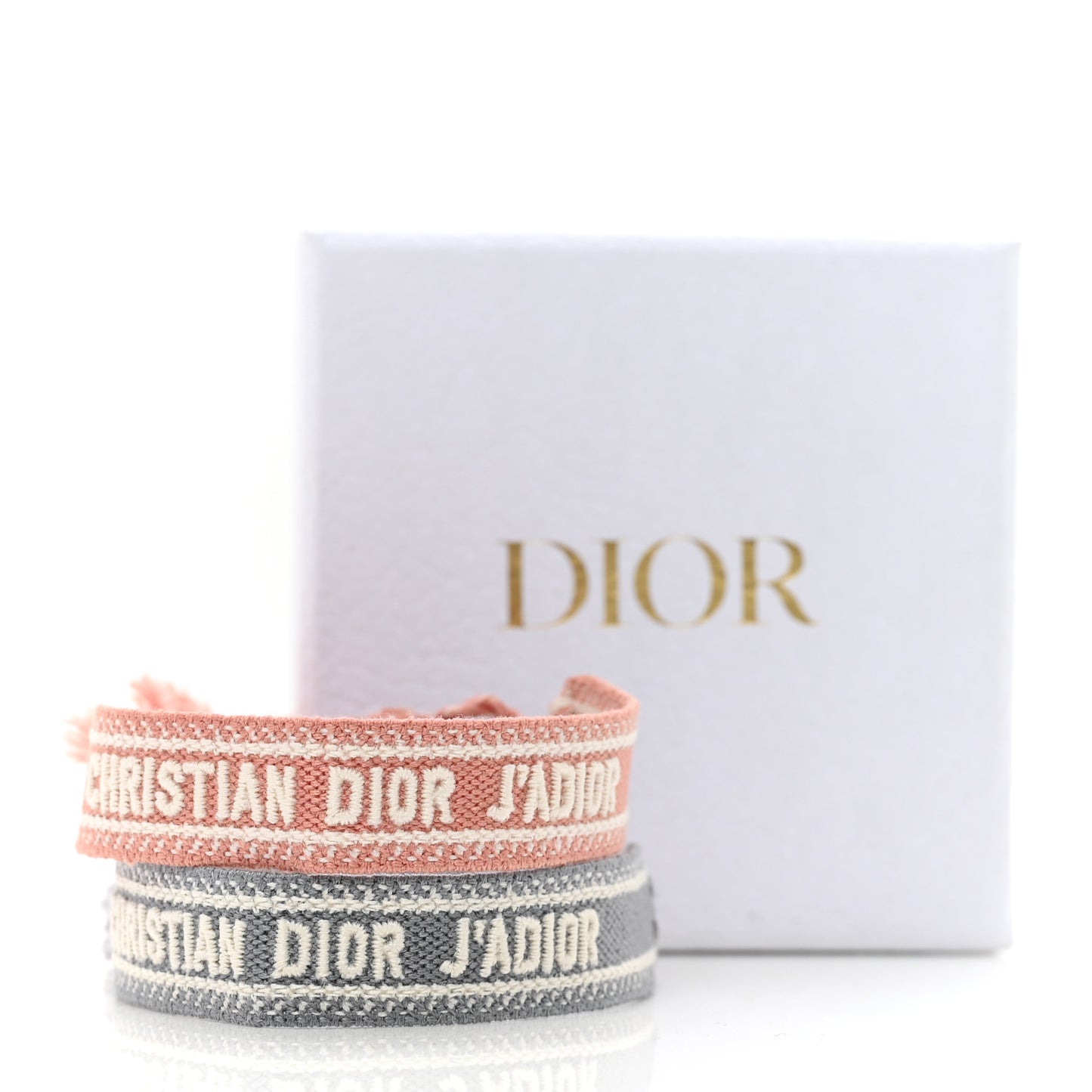 Woven Cotton J'Adior Friendship Bracelet Set Pink Grey